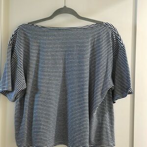 Theory Blue&White Striped Cotton Tee